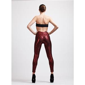 Sexy Red Fish Scale Pattern Low Waist Leggings L11665