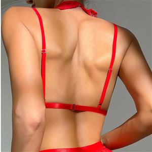 Sexy Red Lace Spaghetti Straps Backless Bra and Thong Lingerie N22628