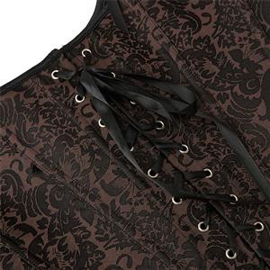 Sexy Vintage Brown Lace-Up Zipper Plastic Bones Corset N22408