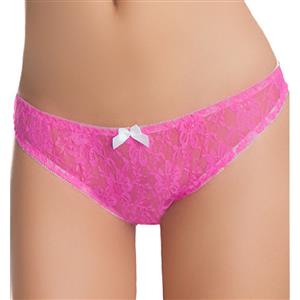 Sexy Rose-red Sexy Crotchless Panties Lace Sleep Night Underwear PT17556