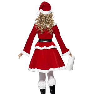 4pcs Santa Girl Furry Coat and Mini Skirt Red Christmas Costume XT20044