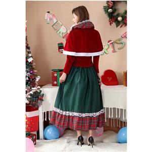 4pcs Cute Santa Girl Velvet Long Sleeve Top And Length Skirt Suit Christmas Costume XT20857