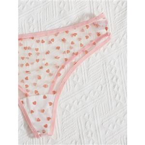 Sexy See-through Mesh Sweetheart Print Spaghetti Straps Bra and Panties Sleepwear Lingerie N21993
