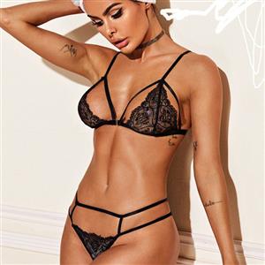 Sexy Floral Lace Hollow Out Front-clasp Bikini Bra And Panty Lingerie Set N21297