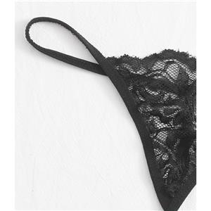 Sexy Sheer Floral Lace Spaghetti Straps 3 Piece Halter Lingerie Bra Panty Set With Garter N20709