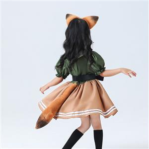 Lovely Girl Short Sleeve Fox Dress Nick Wilde Police Children Cosplay Costume N22899