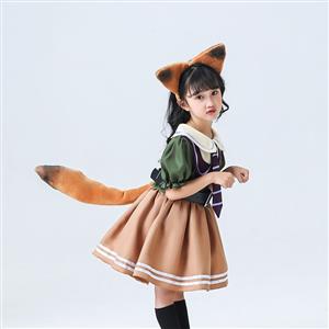 Lovely Girl Short Sleeve Fox Dress Nick Wilde Police Children Cosplay Costume N22899