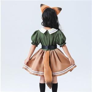 Lovely Girl Short Sleeve Fox Dress Nick Wilde Police Children Cosplay Costume N22899