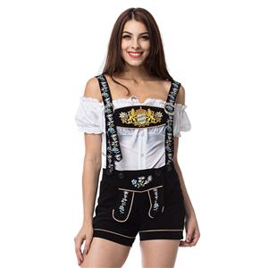 Sexy Girl White Top and Black Suspender Trousers Oktoberfest Costume N22671