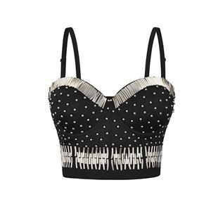 Sexy Silver Tube Beading B Cup Spaghetti Straps Bustier Bra Clubwear Crop Top N20960