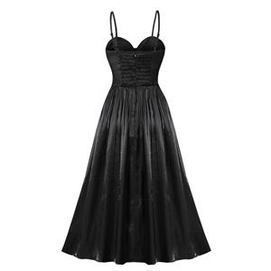 Sexy Spaghetti Straps Padded Cup Bustier High Waist Cocktail Party Black Maxi Dress N22267