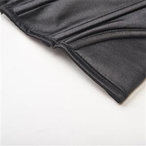 Retro Black Steel Boned Zipper Lace-up Closure Body Shaper Overbust Corset N23328