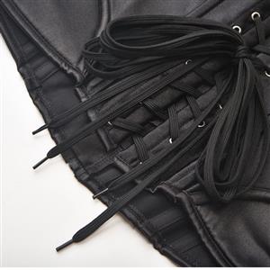 Retro Black Steel Boned Zipper Lace-up Closure Body Shaper Overbust Corset N23328