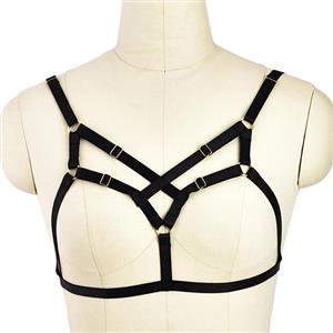 Sexy Straps Lingerie Black Halter Cross Elastic Open Bra N18151