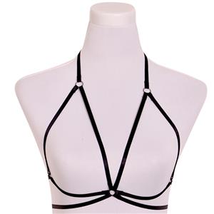 Sexy Straps Lingerie Black Halter Elastic Open Bra N18150