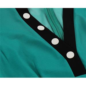 Vintage V Neckline Sleeveless Contrast Color Side Split Elastic Bodycon Figure-hugging Dress N22116