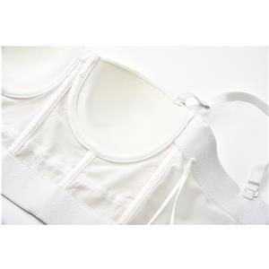 Sexy White Spaghetti Straps Rivet Skull Bustier Bra Corset Clubwear Crop Top N20838