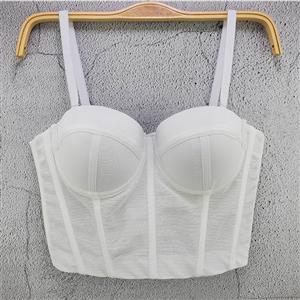 Fashion White See-through Mesh Spaghetti Straps Bustier Bra Small Camisole Crop Top N21064