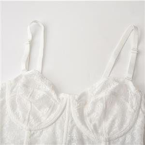 Sexy White Spaghetti Straps Underwire Cup Bustier Bra Clubwear Crop Top N22667