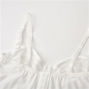 Sexy White Spaghetti Straps Underwire Cup Bustier Bra Clubwear Crop Top N22667