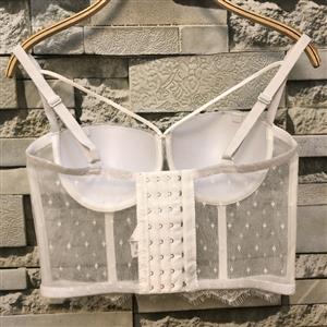 Sexy Sheer Mesh Strappy Padded Underwire B Cup Bustier Bra Clubwear Crop Top N19960