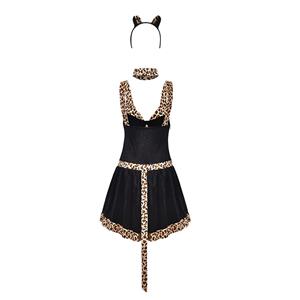 Sexy Fashion Women Wide Straps Leopard Cosplay Animal Costume N22676
