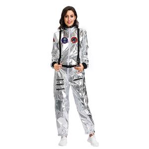 Sexy Women Silver Metallic One-piece Space Suit Adult Cosplay Costume N19619