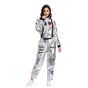 Sexy Women Silver Metallic One-piece Space Suit Adult Cosplay Costume N19619