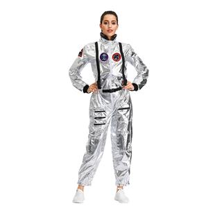 Sexy Women Silver Metallic One-piece Space Suit Adult Cosplay Costume N19619