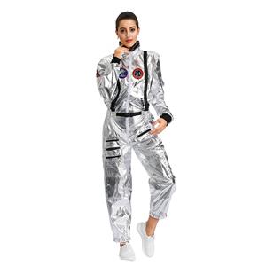 Sexy Women Silver Metallic One-piece Space Suit Adult Cosplay Costume N19619