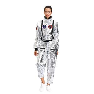 Sexy Women Silver Metallic One-piece Space Suit Adult Cosplay Costume N19619