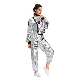 Sexy Women Silver Metallic One-piece Space Suit Adult Cosplay Costume N19619