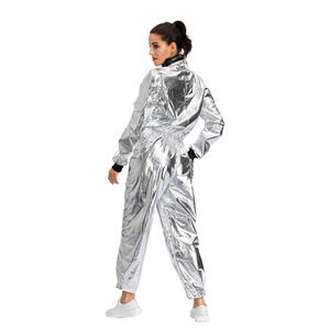 Sexy Women Silver Metallic One-piece Space Suit Adult Cosplay Costume N19619