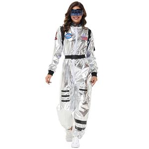 Sexy Women Silver Metallic One-piece Space Suit Adult Cosplay Costume N23773