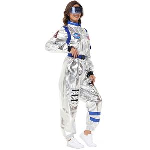 Sexy Women Silver Metallic One-piece Space Suit Adult Cosplay Costume N23774