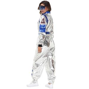 Sexy Women Silver Metallic One-piece Space Suit Adult Cosplay Costume N23774