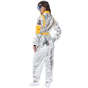 Sexy Women Silver Metallic One-piece Space Suit Adult Cosplay Costume N23775