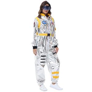 Sexy Women Silver Metallic One-piece Space Suit Adult Cosplay Costume N23775