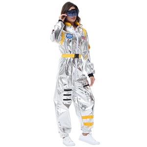 Sexy Women Silver Metallic One-piece Space Suit Adult Cosplay Costume N23775