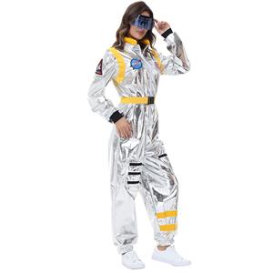Sexy Women Silver Metallic One-piece Space Suit Adult Cosplay Costume N23775
