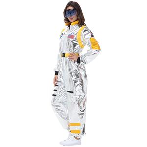 Sexy Women Silver Metallic One-piece Space Suit Adult Cosplay Costume N23775
