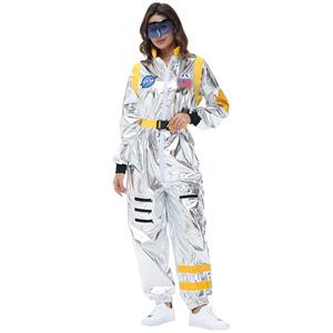 Sexy Women Silver Metallic One-piece Space Suit Adult Cosplay Costume N23775