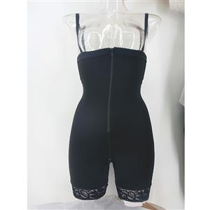 Sexy Black Spaghetti Straps Zipper Slimming Jumpsuit Underwear PT23249