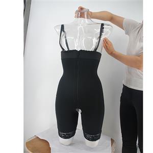 Sexy Black Spaghetti Straps Zipper Leaking Crotch Slimming Jumpsuit Underwear PT23254