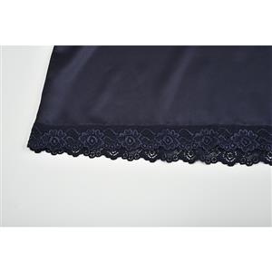 Charming Spaghetti Straps Low-cut Floral Lace Trim Side Split Soft Nightgown Chemise N19230