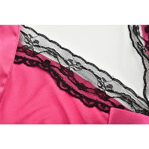 Sexy Black Sheer Mesh Pink Bodice Low-cut Halterneck Backless Babydoll Lingerie N19228