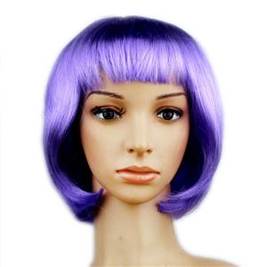 Fashion Short Bob Wig, Light-Purple Short Bob Wig, Sexy Masquerade Short Bob Wig, Fashion Party Short Bob Wig, Cosplay Short Bob Straight Wig, #MS16096