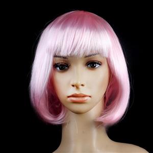 Fashion Short Bob Wig, Pink Short Bob Wig, Sexy Masquerade Short Bob Wig, Fashion Party Short Bob Wig, Cosplay Short Bob Straight Wig, #MS16097