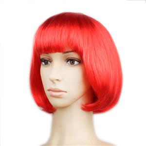 Women's Fashion Red Short Bob Hair Cosplay Party Wigs MS16099