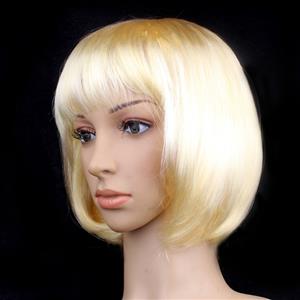 Women's Fashion Gold Short Bob Hair Cosplay Party Wigs MS16100